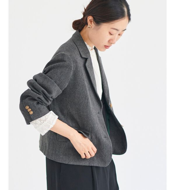le.coeur blanc「ヘリンボーン柄ショートテーラージャケット」|その他|