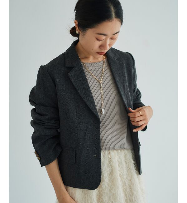 le.coeur blanc「ヘリンボーン柄ショートテーラージャケット」|その他|