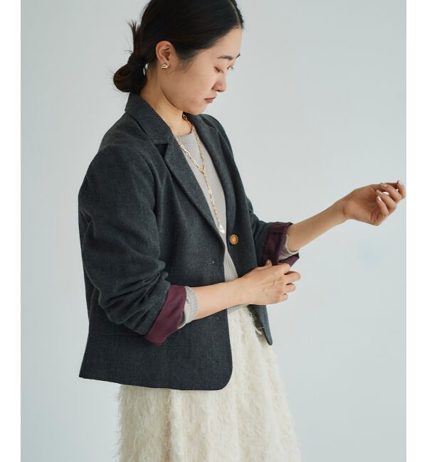 le.coeur blanc「ヘリンボーン柄ショートテーラージャケット」|その他|