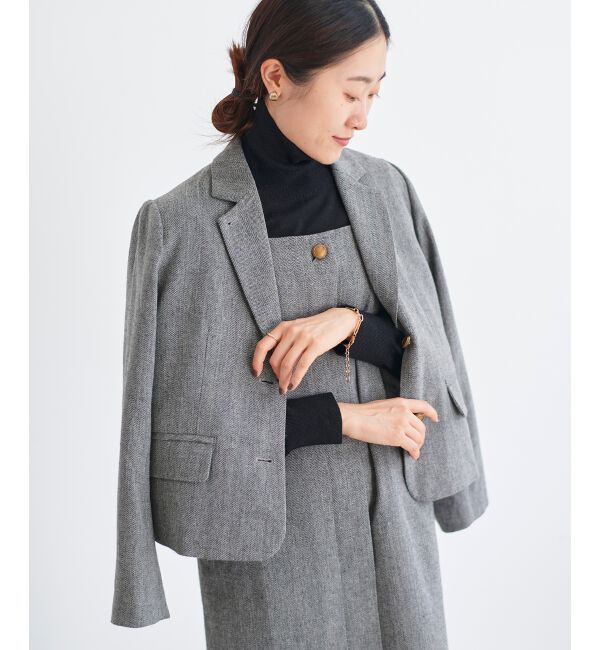 le.coeur blanc「ヘリンボーン柄ショートテーラージャケット」|その他|