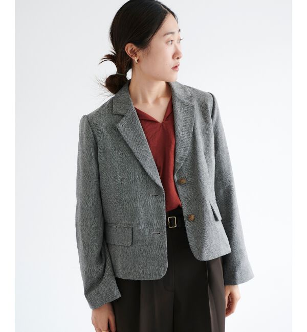 le.coeur blanc「ヘリンボーン柄ショートテーラージャケット」|その他|