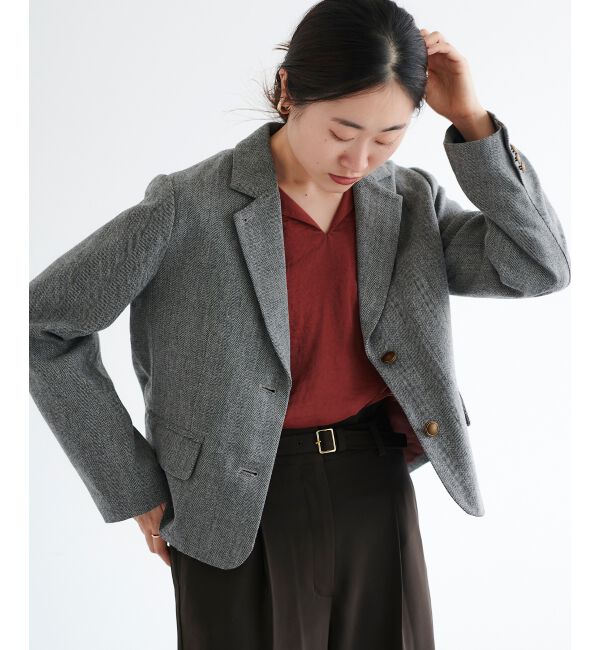 le.coeur blanc「ヘリンボーン柄ショートテーラージャケット」|その他|