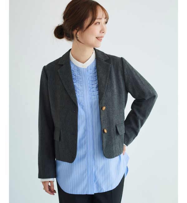 le.coeur blanc「ヘリンボーン柄ショートテーラージャケット」|その他|