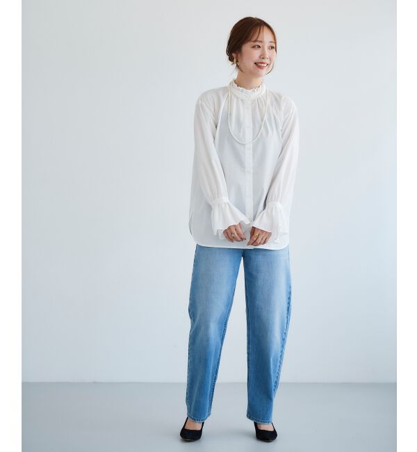  「フリルネック前釦ブラウス」|シャツ・ブラウス|