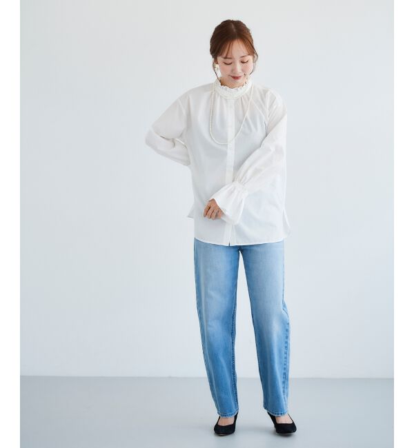  「フリルネック前釦ブラウス」|シャツ・ブラウス|