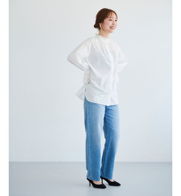  「フリルネック前釦ブラウス」|シャツ・ブラウス|