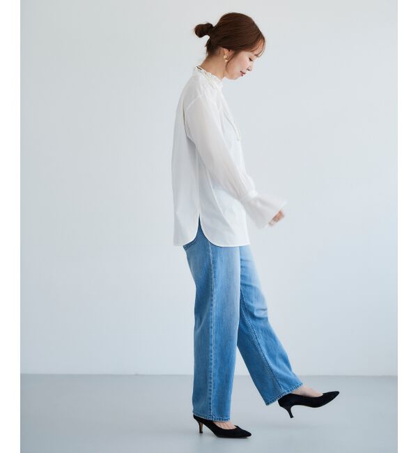  「フリルネック前釦ブラウス」|シャツ・ブラウス|