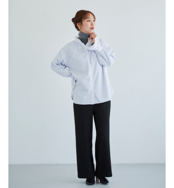  「フリルネック前釦ブラウス」|シャツ・ブラウス|