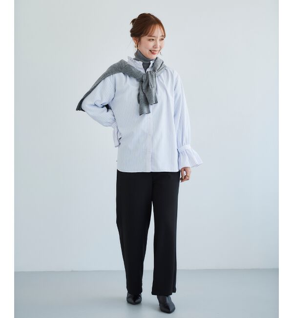  「フリルネック前釦ブラウス」|シャツ・ブラウス|