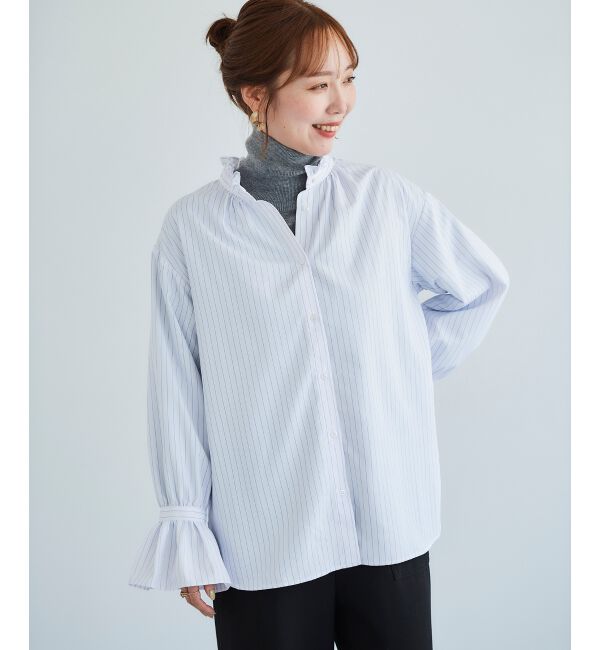  「フリルネック前釦ブラウス」|シャツ・ブラウス|
