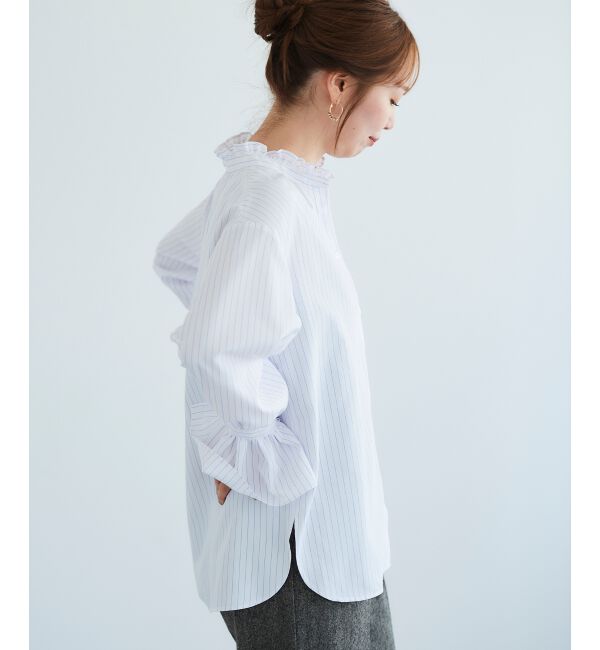  「フリルネック前釦ブラウス」|シャツ・ブラウス|