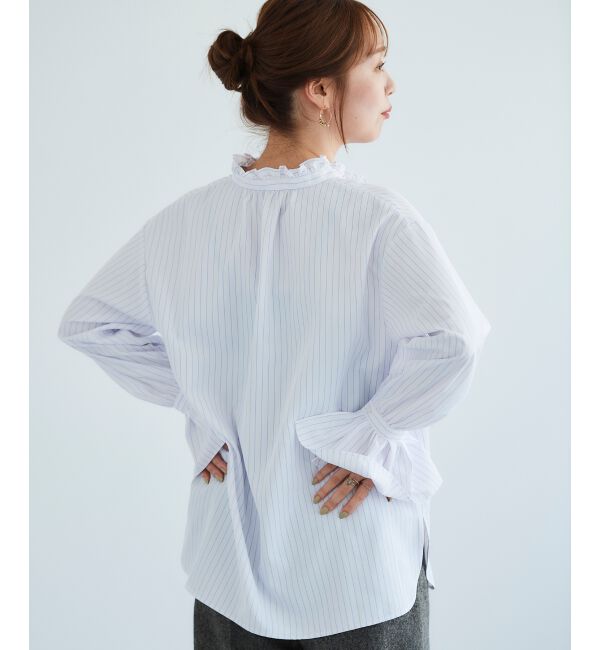  「フリルネック前釦ブラウス」|シャツ・ブラウス|