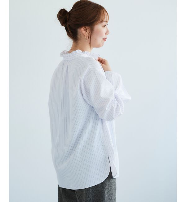  「フリルネック前釦ブラウス」|シャツ・ブラウス|
