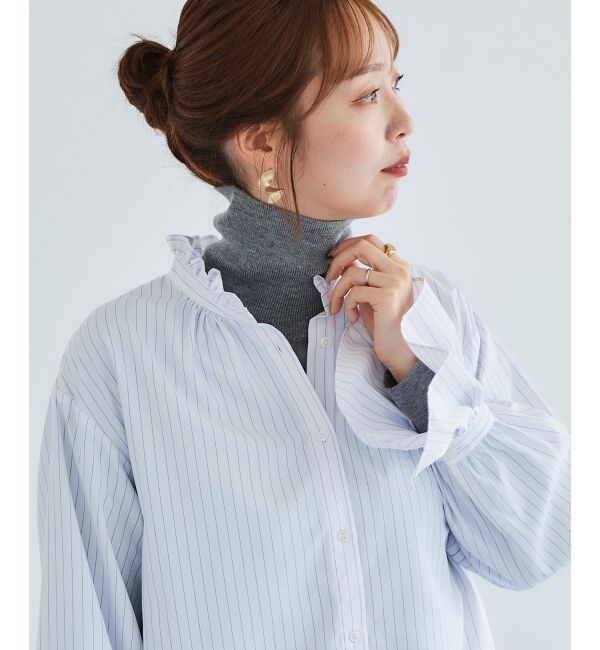  「フリルネック前釦ブラウス」|シャツ・ブラウス|