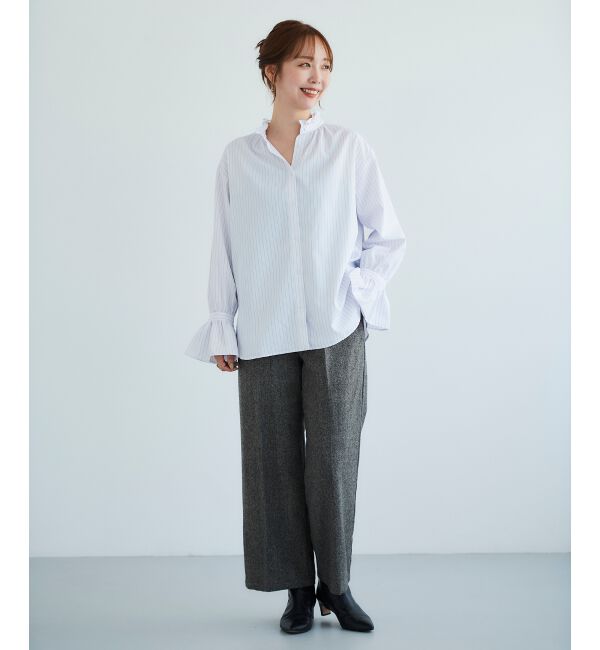  「フリルネック前釦ブラウス」|シャツ・ブラウス|