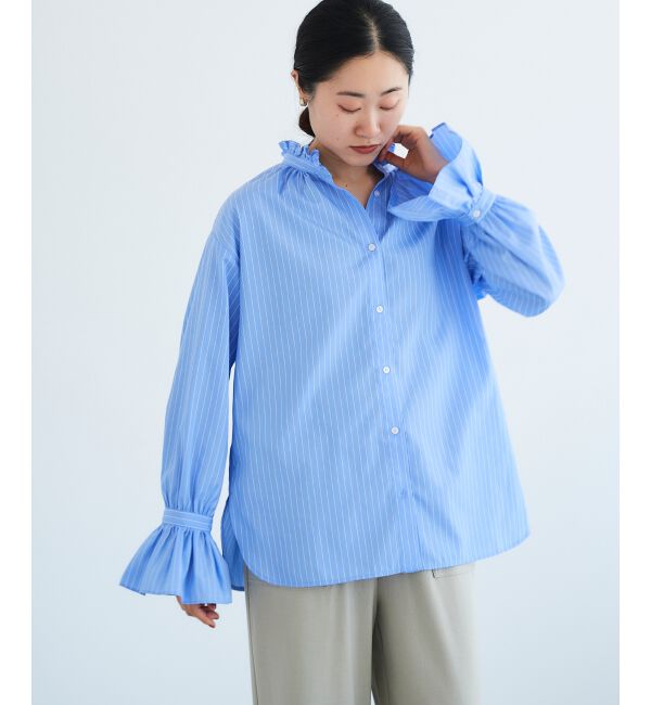  「フリルネック前釦ブラウス」|シャツ・ブラウス|