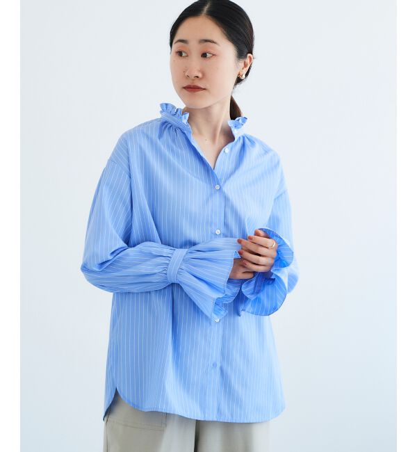  「フリルネック前釦ブラウス」|シャツ・ブラウス|