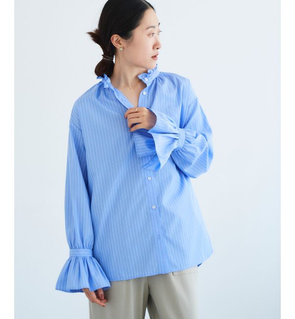  「フリルネック前釦ブラウス」|シャツ・ブラウス|
