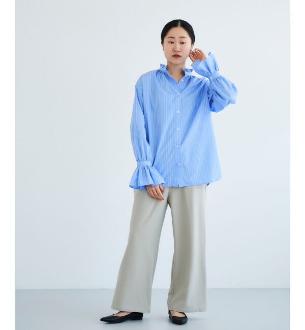  「フリルネック前釦ブラウス」|シャツ・ブラウス|