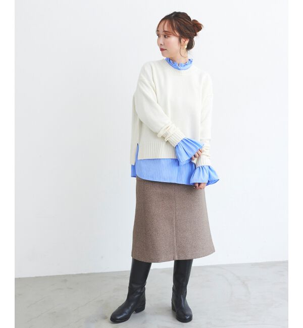  「フリルネック前釦ブラウス」|シャツ・ブラウス|