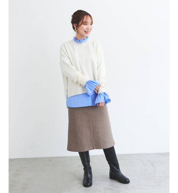  「フリルネック前釦ブラウス」|シャツ・ブラウス|