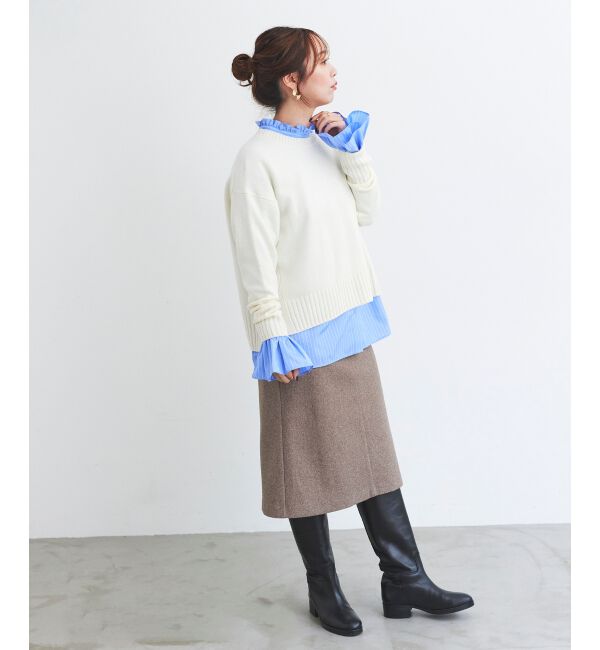  「フリルネック前釦ブラウス」|シャツ・ブラウス|