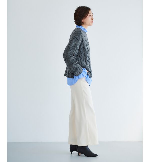  「フリルネック前釦ブラウス」|シャツ・ブラウス|