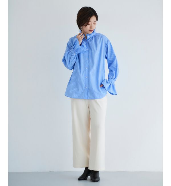  「フリルネック前釦ブラウス」|シャツ・ブラウス|