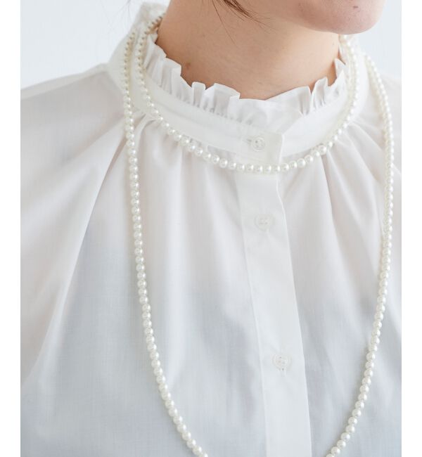  「フリルネック前釦ブラウス」|シャツ・ブラウス|