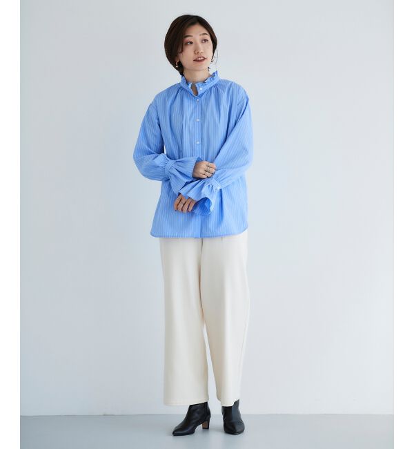 「フリルネック前釦ブラウス」|シャツ・ブラウス|