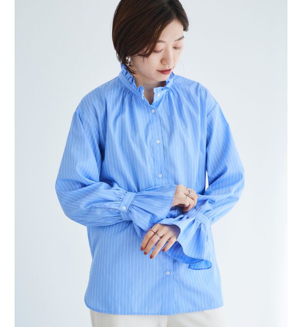  「フリルネック前釦ブラウス」|シャツ・ブラウス|