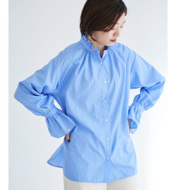  「フリルネック前釦ブラウス」|シャツ・ブラウス|