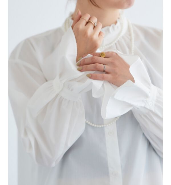 「フリルネック前釦ブラウス」|シャツ・ブラウス|