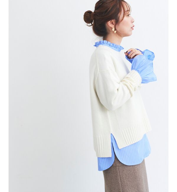  「フリルネック前釦ブラウス」|シャツ・ブラウス|