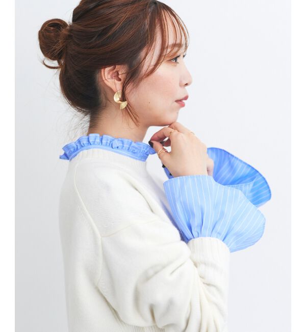  「フリルネック前釦ブラウス」|シャツ・ブラウス|