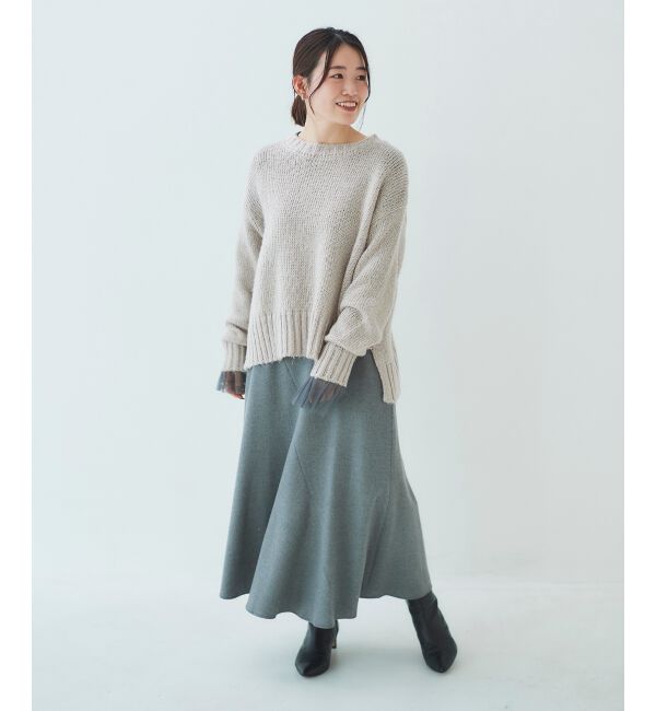  「ラメワイドシルエットクルーネックニット」|ニット・セーター|