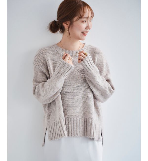  「ラメワイドシルエットクルーネックニット」|ニット・セーター|