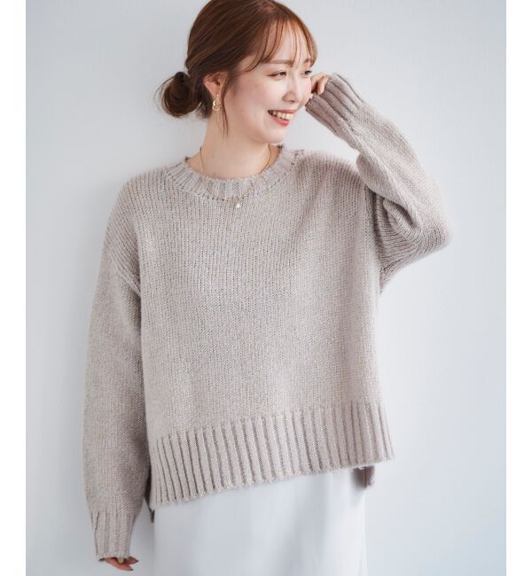  「ラメワイドシルエットクルーネックニット」|ニット・セーター|