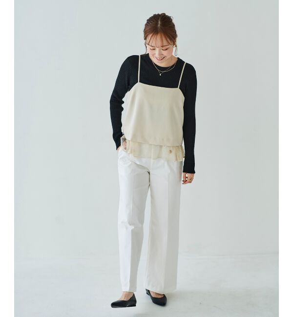 le.coeur blanc「《手洗い可能》レースレイヤードキャミソール」|キャミソール|