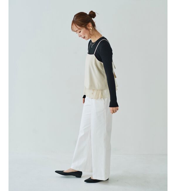 le.coeur blanc「《手洗い可能》レースレイヤードキャミソール」|キャミソール|