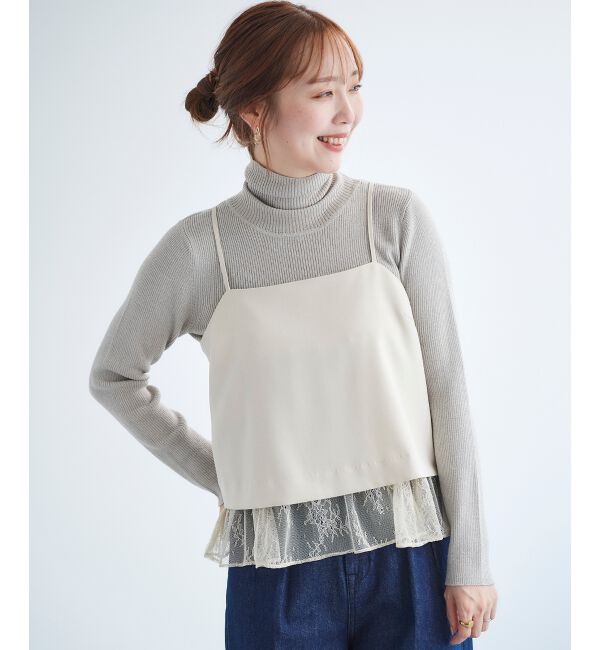 le.coeur blanc「《手洗い可能》レースレイヤードキャミソール」|キャミソール|