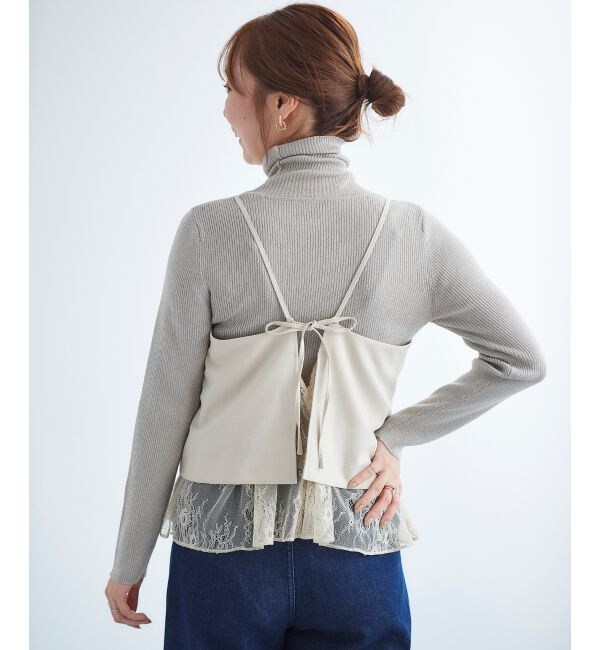 le.coeur blanc「《手洗い可能》レースレイヤードキャミソール」|キャミソール|