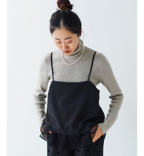 le.coeur blanc「《手洗い可能》レースレイヤードキャミソール」|キャミソール|