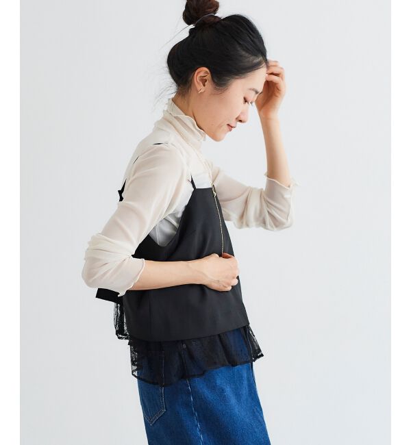 le.coeur blanc「《手洗い可能》レースレイヤードキャミソール」|キャミソール|