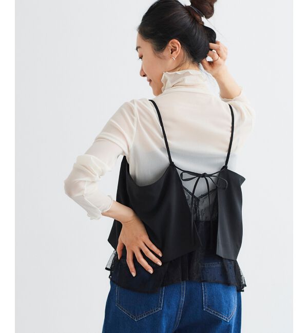 le.coeur blanc「《手洗い可能》レースレイヤードキャミソール」|キャミソール|