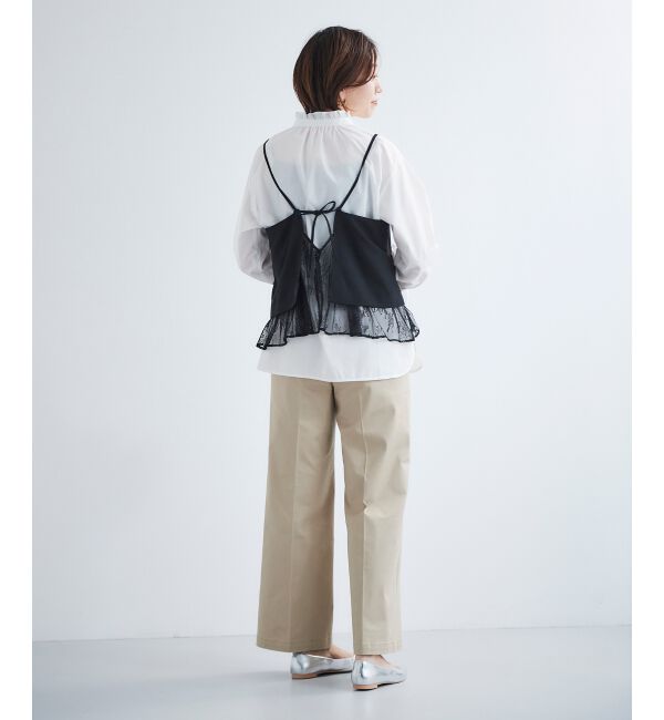 le.coeur blanc「《手洗い可能》レースレイヤードキャミソール」|キャミソール|