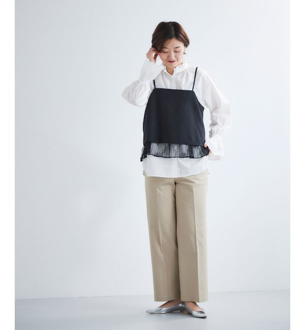 le.coeur blanc「《手洗い可能》レースレイヤードキャミソール」|キャミソール|