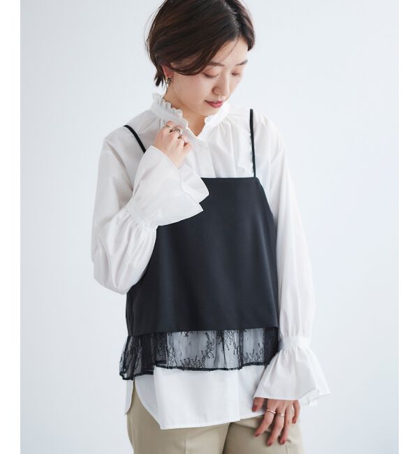 le.coeur blanc「《手洗い可能》レースレイヤードキャミソール」|キャミソール|