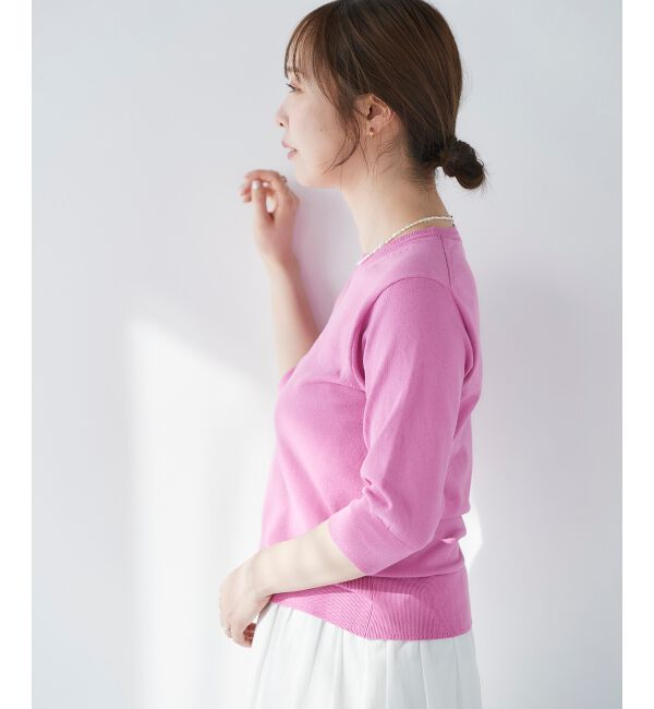  「《手洗い可能》アイレットクルーネックプルオーバー」|ニット・セーター|