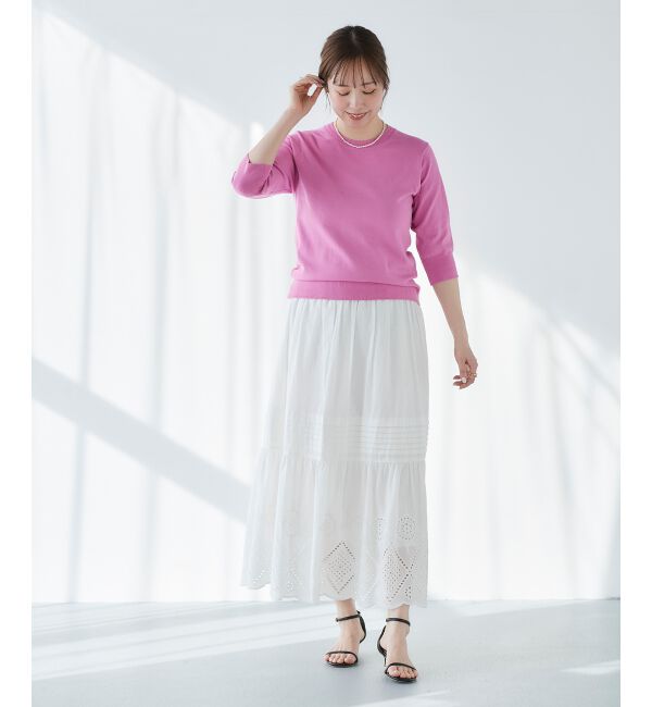  「《手洗い可能》アイレットクルーネックプルオーバー」|ニット・セーター|